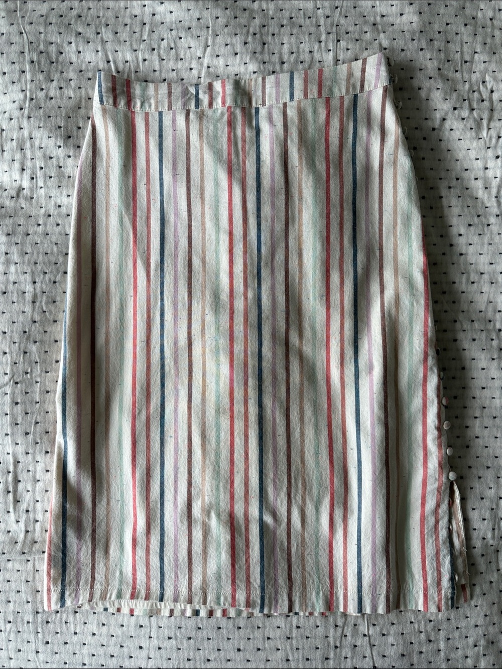 Madewell Striped White Multi-Color Midi Skirt
